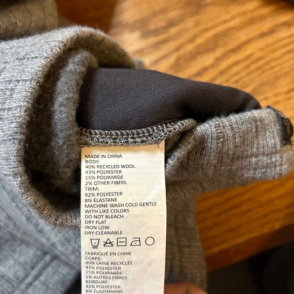 Prana Barclay Sweater Jacket Size Large Full Zip Gray Wool Blend Ribbed Cardigan - Picture 4 of 6